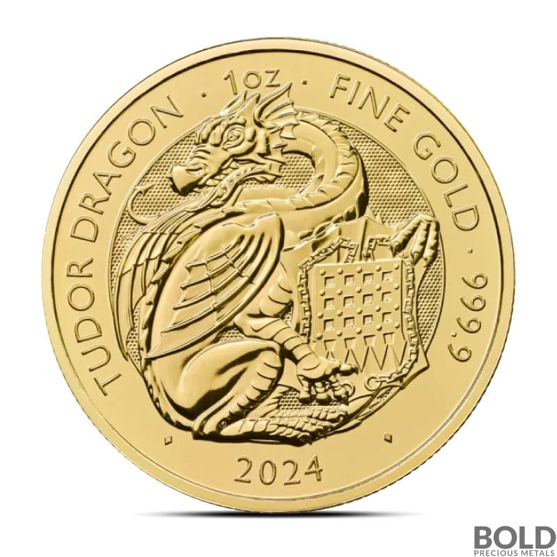 2024 1 oz British Tudor Beasts: Dragon Gold Coin (BU)