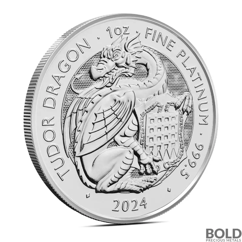 2024 1 oz British Tudor Beasts: Dragon Platinum Coin (BU)
