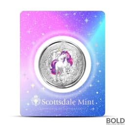 2024 1 oz Fiji Unicorn Veloria Silver Coin (Pink & Purple Color)
