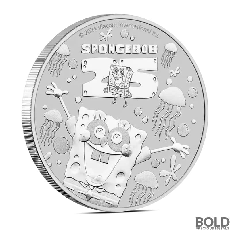 2024 1 oz Spongebob Squarepants 25th Anniversary Silver Coin (BU)