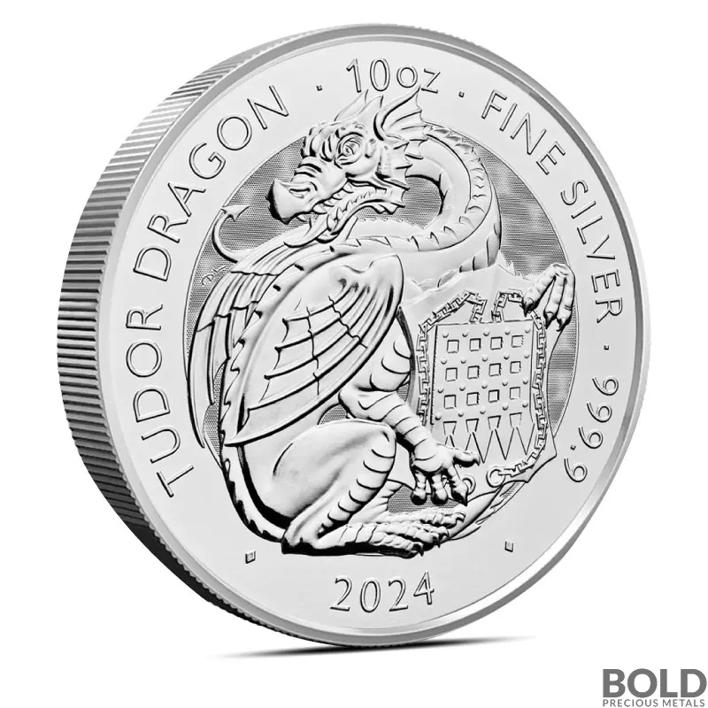 2024 10 oz British Tudor Beasts: Dragon Silver Coin (BU)