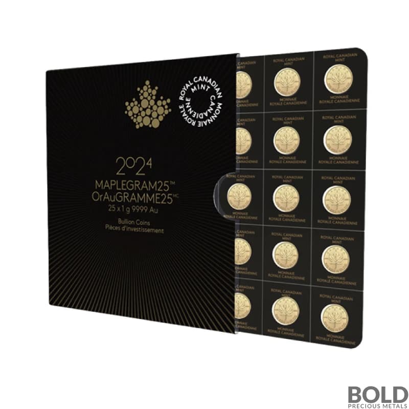 2024 25 Gram Canada Maple Leaf Gold Coin (25x1 Gram)