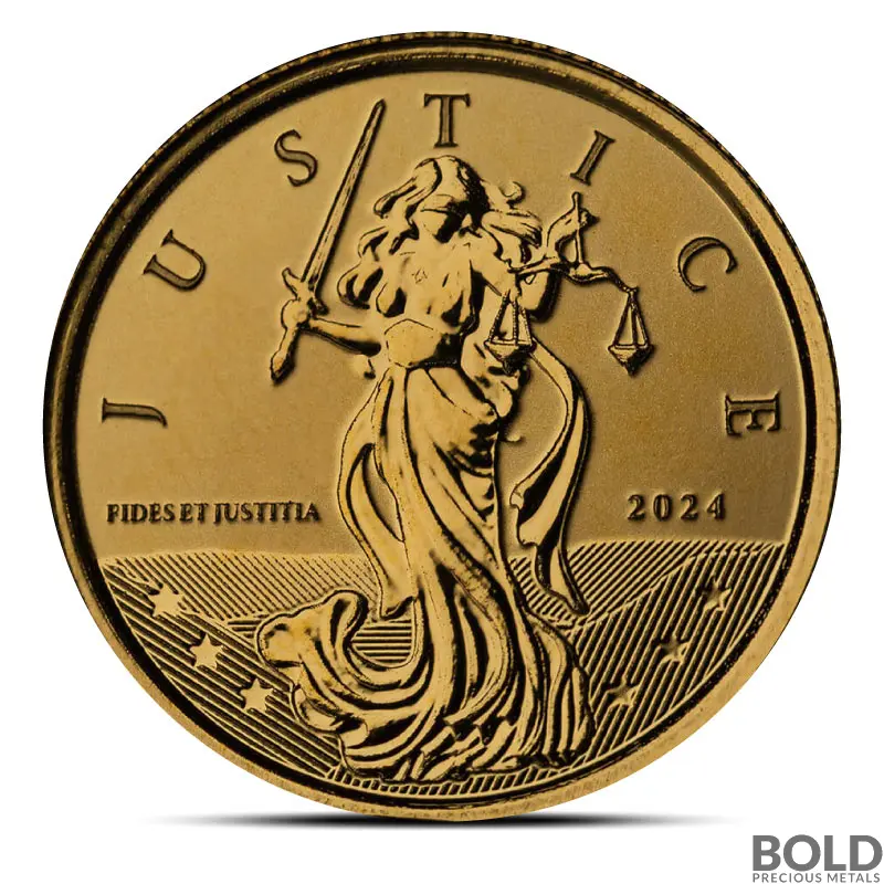 2024 1/10 oz Gibraltar Lady Justice Gold Coin (BU)