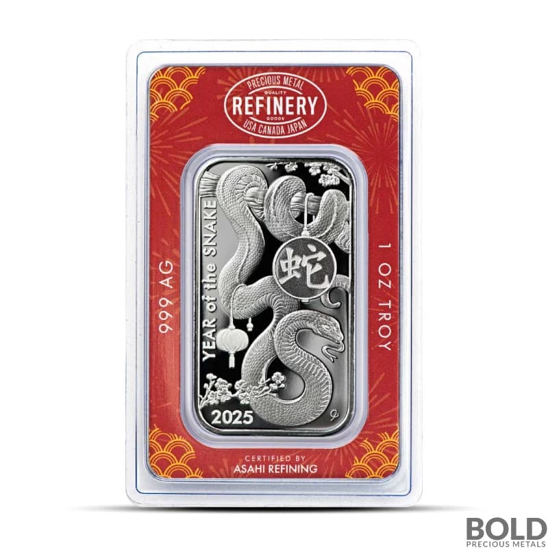 2025 1 oz Asahi Lunar Snake Silver Bar (In Assay)