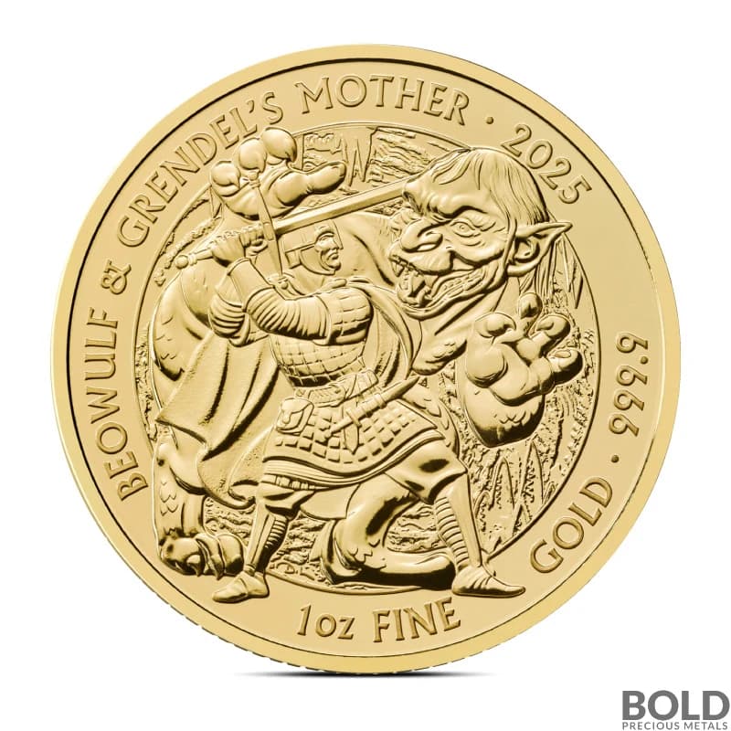 2025 1 oz British Beowulf & Grendel's Mother Gold Coin (BU)