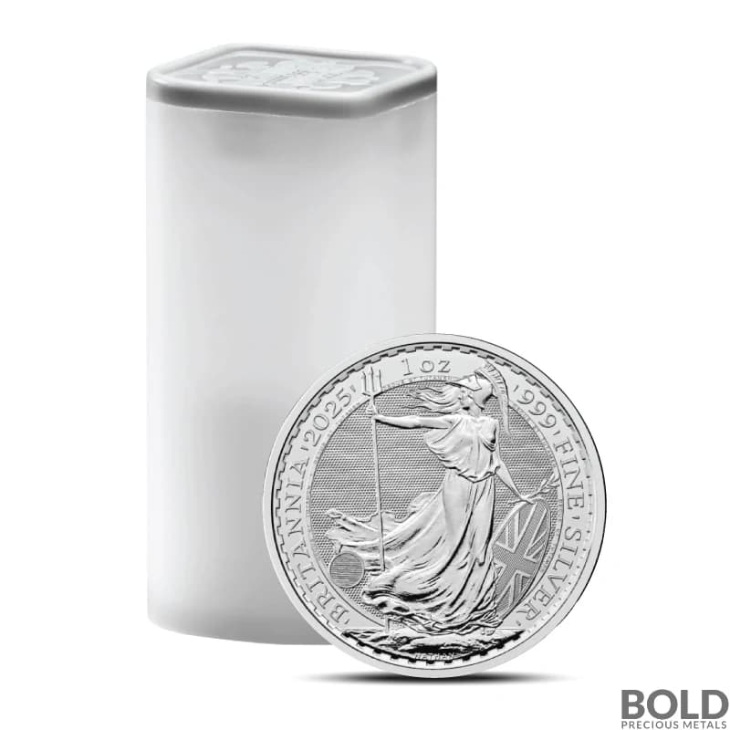 2025 1 oz British Britannia Silver Coin BU - Tube of 25