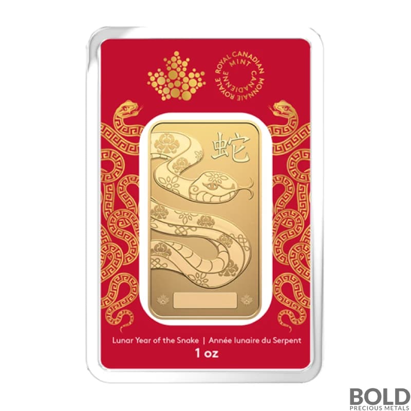 2025 1 oz RCM Lunar Snake Gold Bar (In Assay)