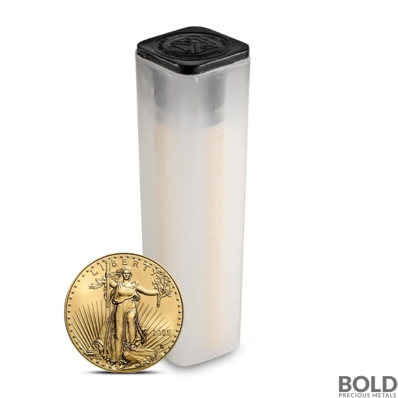 2025 1/10 oz American Eagle Gold Coin - 10 Tubes of 50 (500 Coins, BU)