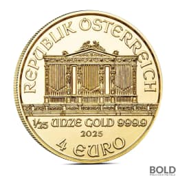 2025 1/25 oz Austrian Philharmonic Gold Coin (BU)
