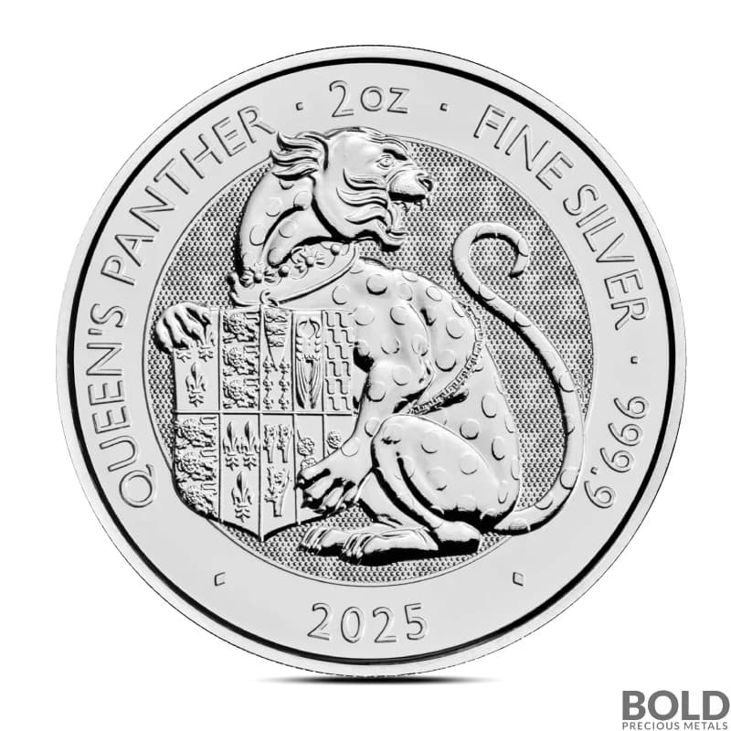 2025 2 oz British Tudor Beasts: Panther Silver Coin (BU)