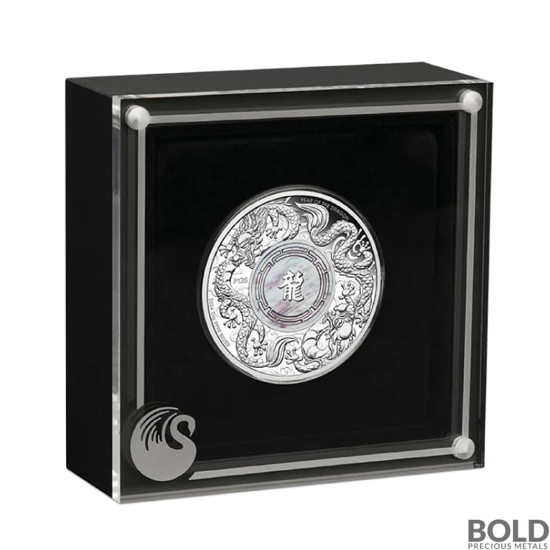 2024 2 oz Double Dragon with Mother of Pearl Insert Silver Coin (Proof)