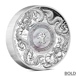 2024 2 oz Double Dragon with Mother of Pearl Insert Silver Coin (Proof)