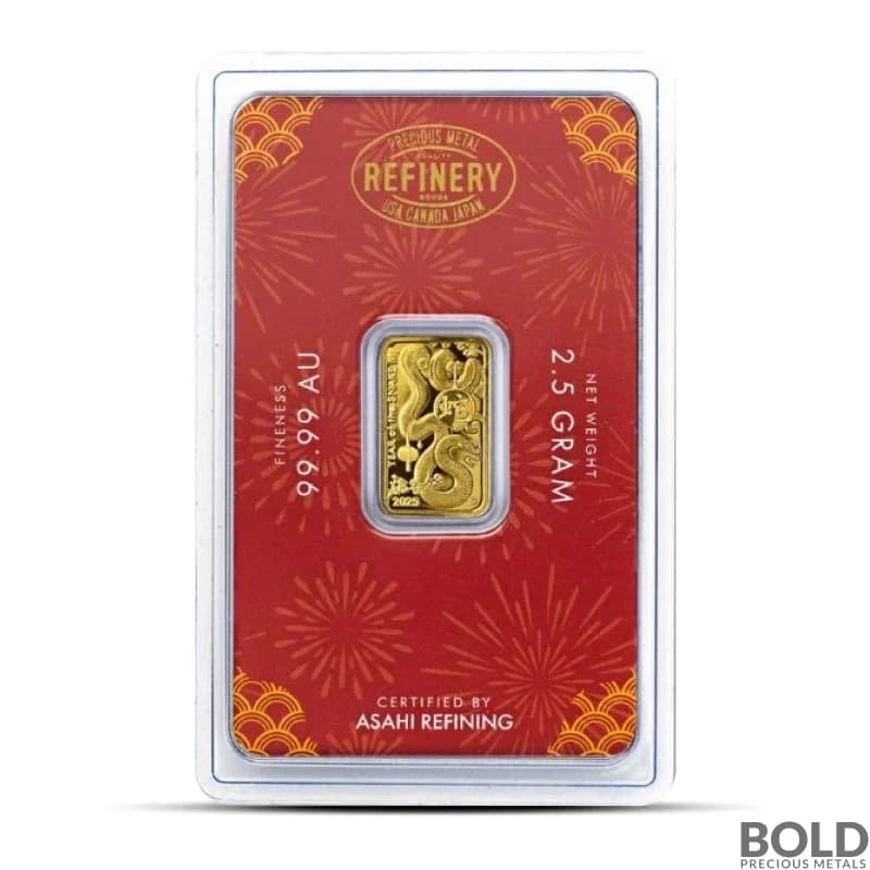2025 2.5 Gram Asahi Lunar YOT Snake Gold Bar (In Assay)