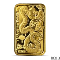 2025 2.5 Gram Asahi Lunar YOT Snake Gold Bar (In Assay)
