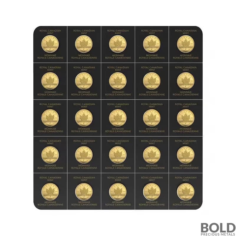 2024 25 Gram Canada Maple Leaf Gold Coin (25x1 Gram)
