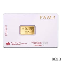 5 Gram PAMP America The Free Buffalo Gold Bar