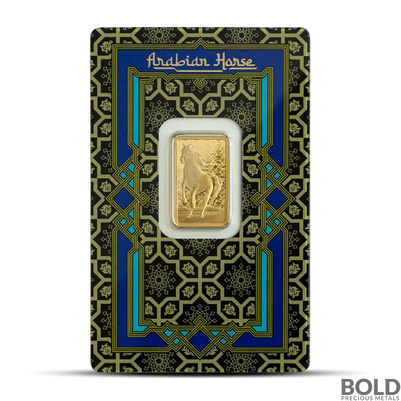 5 Gram PAMP Arabian Horse with Pendant Frame Gold Bar