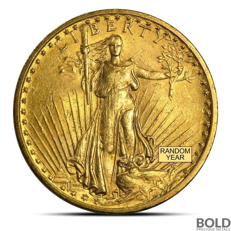 $20 Saint Gaudens Gold Double Eagle Coin (VF, Random)