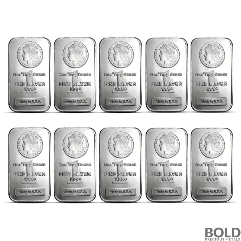 Highland Mint 1 oz Morgan Silver Bar - Lot of 10