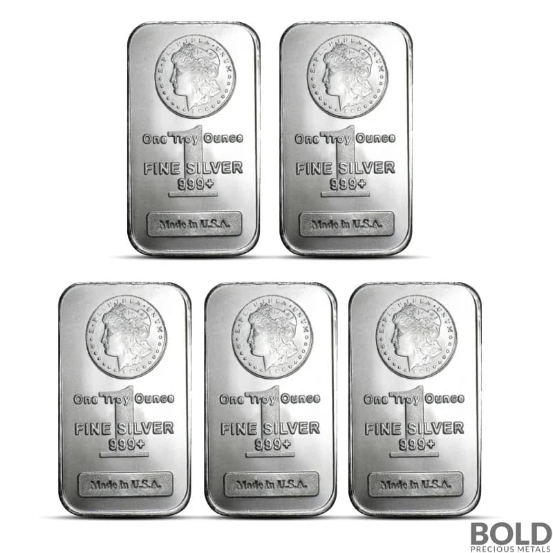 Highland Mint 1 oz Morgan Silver Bar - Lot of 5