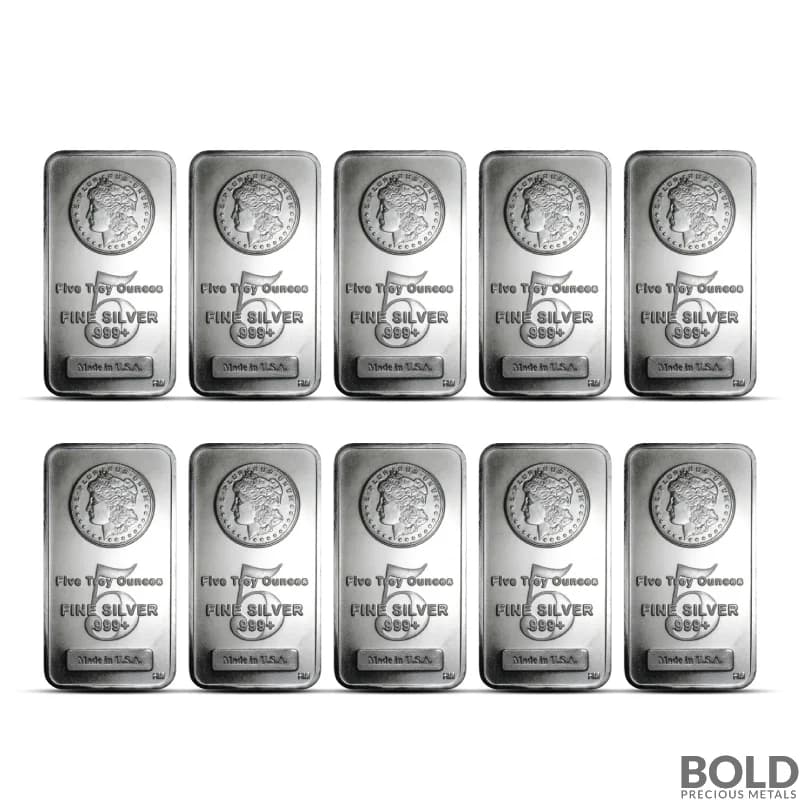 Highland Mint 5 oz Morgan Silver Bar - Lot of 10