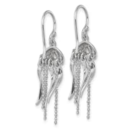 Rhodium-finished Polished Moveable Jellyfish Dangle Earrings (SS)