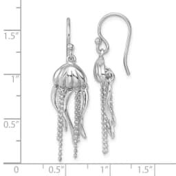 Rhodium-finished Polished Moveable Jellyfish Dangle Earrings (SS)