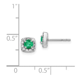 white-gold-diamond-and-emerald-square-halo-earrings