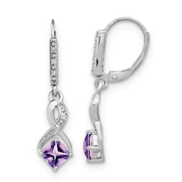 Amethyst & Diamond Leverback Dangle Earring