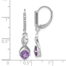Amethyst & Diamond Leverback Dangle Earring