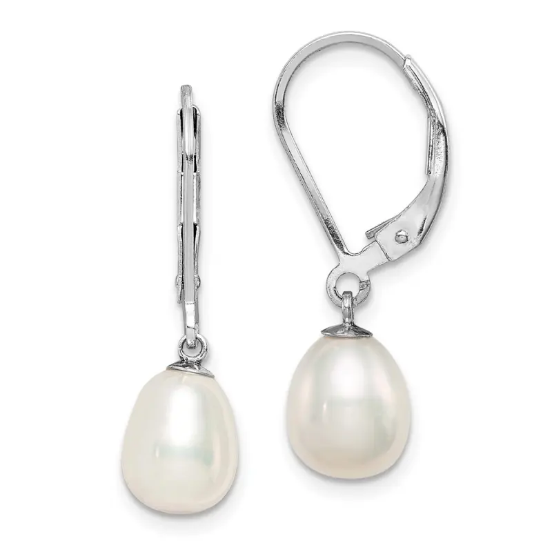 rhodium-plated-polished-cultured-pearl-leverback-dangle-earrings-ss