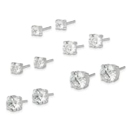 polished-round-cz-5-pair-post-earrings-set-ss
