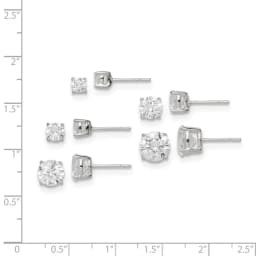 polished-round-cz-5-pair-post-earrings-set-ss