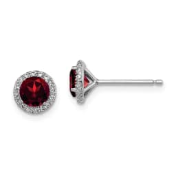 rhodium-plated-garnet-and-cz-post-earrings-ss