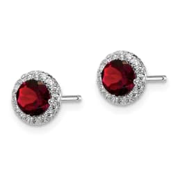 rhodium-plated-garnet-and-cz-post-earrings-ss
