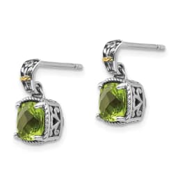 shey-couture-accent-antiqued-cushion-peridot-dangle-post-earrings-ss