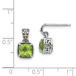 shey-couture-accent-antiqued-cushion-peridot-dangle-post-earrings-ss