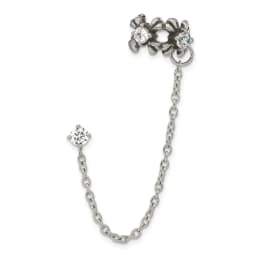 stainless-steel-antiqued-and-polished-cz-cuff-earring-sold-single