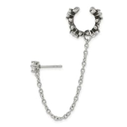 stainless-steel-antiqued-and-polished-cz-cuff-earring-sold-single