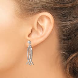 White Gold Curved Dangles with CZ Stud Earring Jackets