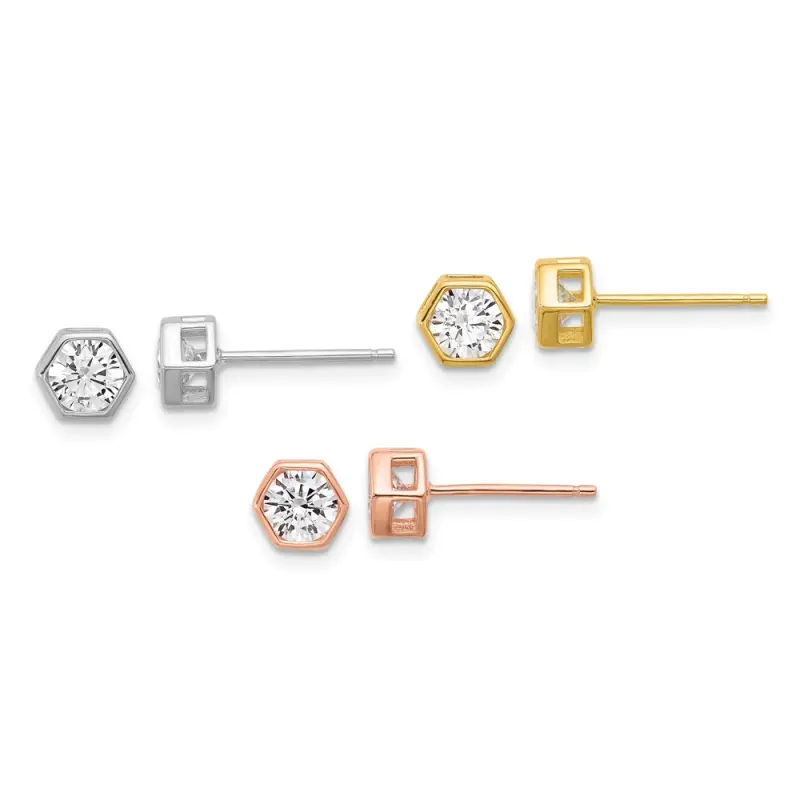 rh-plated-rose-and-gold-tone-cz-set-of-3-post-earring-set-ss