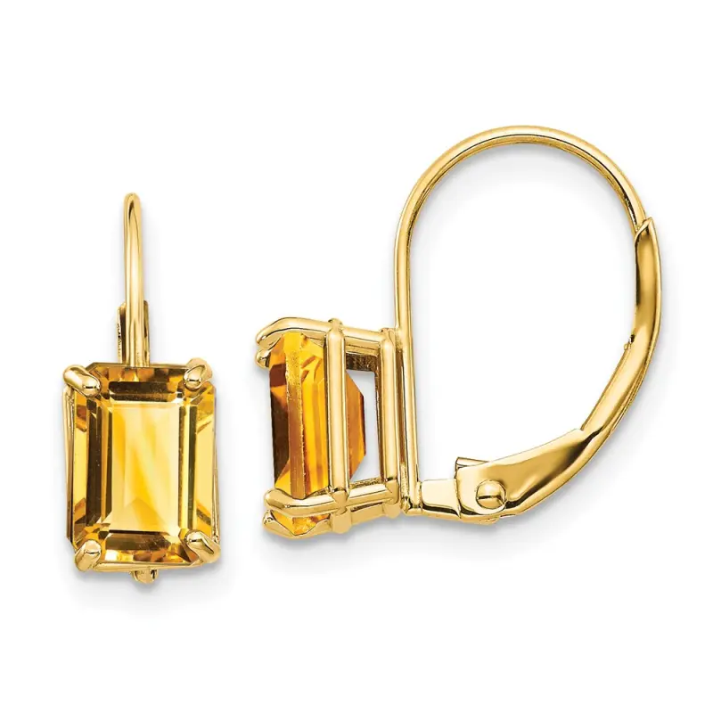 14k-emerald-cut-citrine-leverback-earrings