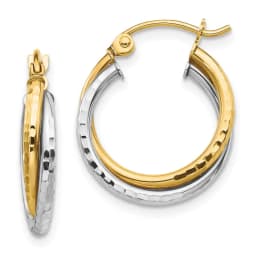 Two-tone Textured Twist Hoop Earrings