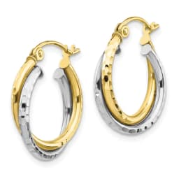 Two-tone Textured Twist Hoop Earrings