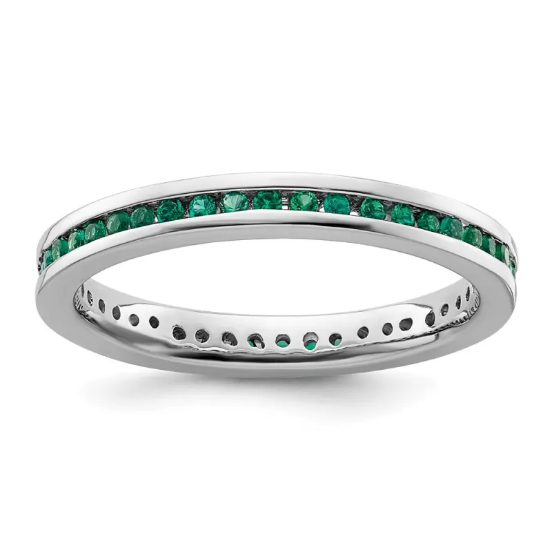 Stackable Expressions Polished Created Emerald Ring (SS)