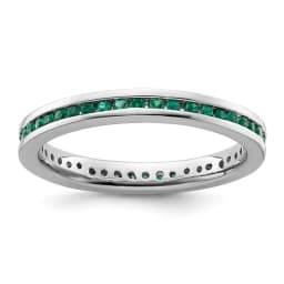 Stackable Expressions Polished Created Emerald Ring (SS)