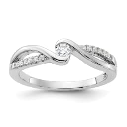 Sterling Silver Rhodium-plated CZ Ring