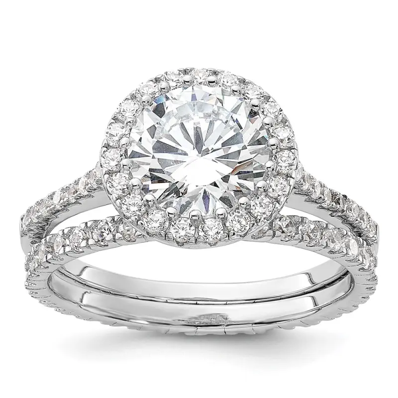rhodium-cz-halo-engagement-eternity-band-2-ring-set-ss