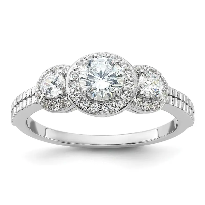 cheryl-m-brilliant-cut-cz-3-stone-halo-with-textured-side-ring-ss