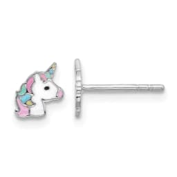 rhodium-plated-enameled-unicornpost-earrings-ss